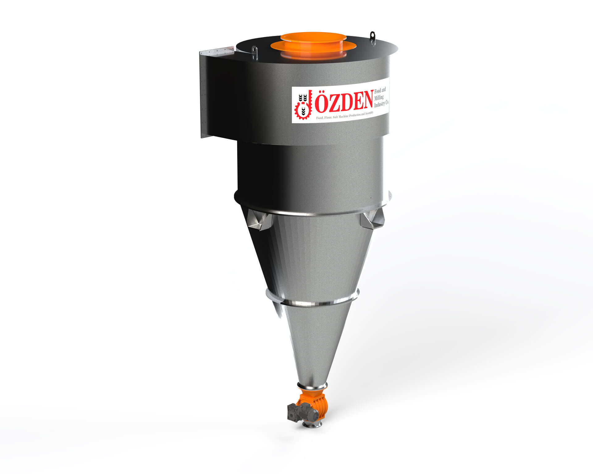 Siklon || ÖZDEN YEM MAKİNALARI - MILLING INDUSTRY - Özden Yem Değirmen Makinaları - Yem fabrikası Makinaları İmalatı, Un Fabrikası Makinaları İmalatı, Tuz Fabrikası Makinaları imalatı - Tesis Kurulum, Aspiratör, Cebritav, Torbalama Kantarı, Çift Katlı Vals, Çöp Sasörü, Elevatör, İrmik Sasörü, Jet Filitre, Kabuk Soyucu, Kare Elek, Kepek Fırçası, Kontrol Panosu, Vidalı Helezon, Vibro Tarar, Triyör, Rotoflow, Taş Ayırıcı, Tek Katlı Vals, Pelet Presi, Melasiyer, Çekiçli Değirmen, Mikser, Aksesuarlar